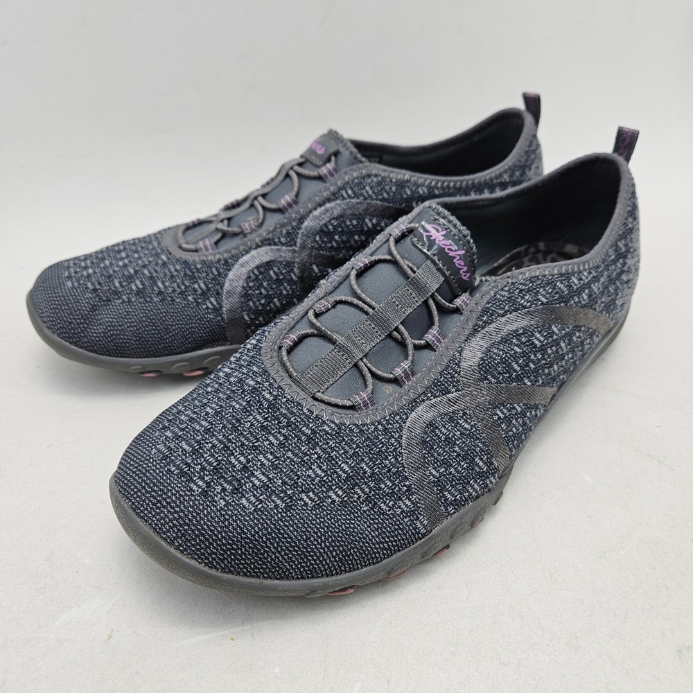 Skechers Relaxed Fit 23028 Charcoal Grey Purple Memory Foam Sneakers Womens 11